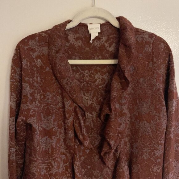 Chico's Brown Patterned Cardigan - Picture 5 of 10